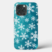 Blauwgroen blauwe en witte sneeuwvlokken Case-Mate iPhone case (Achterkant)