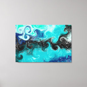 Blauwgroen, blauwe en zwarte marmertruien canvas afdruk