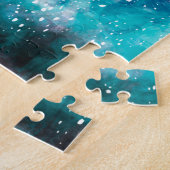 Blauwgroen, blauwe en zwarte marmertruien legpuzzel (Zijkant)