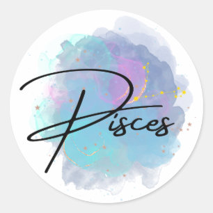 Blauwgroen blauwe galaxy Pisces Zodiac Constellati Ronde Sticker