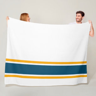 Blauwgroen blauwe gele racestrepen witte achtergro fleece deken