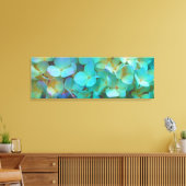 Blauwgroen blauwe gele roze hydrangeenbloem canvas afdruk (Insitu (Woonkamer))