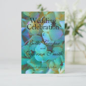 Blauwgroen blauwe gele roze hydrangeenbloem save the date (Staand voorkant)