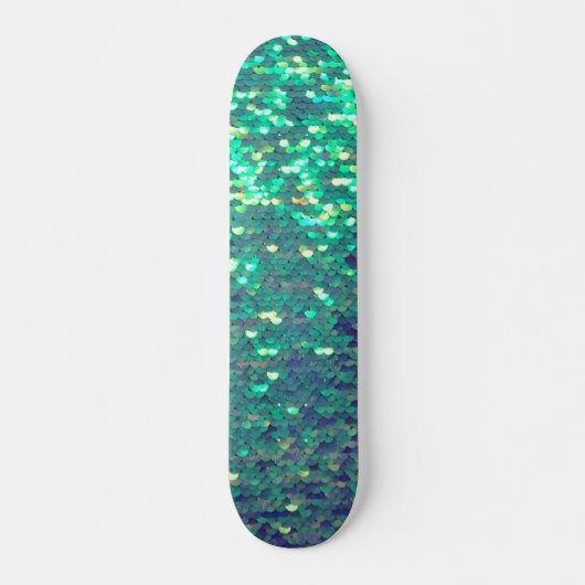 blauwgroen-blauwe gesimuleerde sequine skateboard (Voorkant)