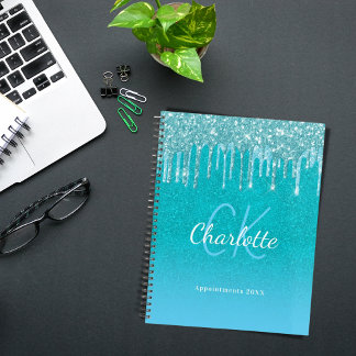Blauwgroen Blauwe Glitter Aqua Groene Naam Planner