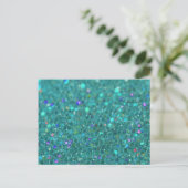 Blauwgroen blauwe glitter briefkaart (Staand voorkant)