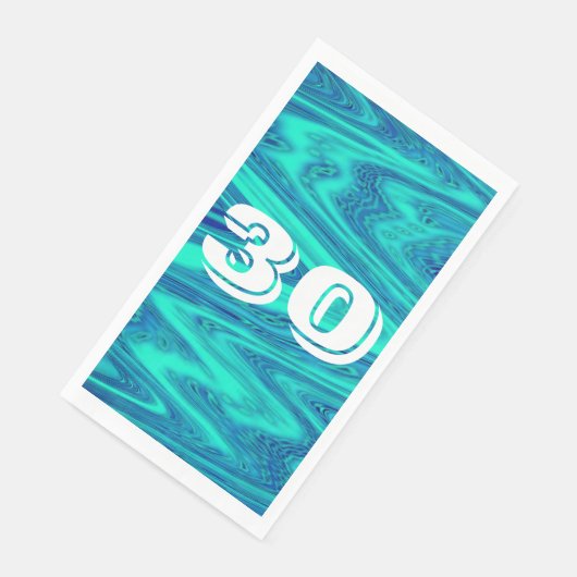 Blauwgroen Blauwe Golven 30e Verjaardag Custom Age Servet (Hoek)