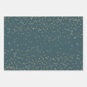 Blauwgroen blauwe gouden strepen kerstbomen Confet Inpakpapier Vel (Voorkant 3)