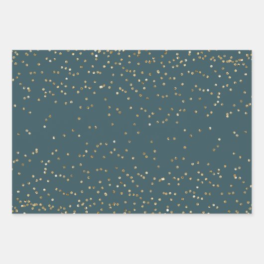 Blauwgroen blauwe gouden strepen kerstbomen Confet Inpakpapier Vel (Voorkant 3)