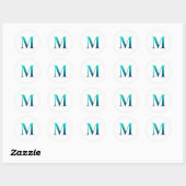 Blauwgroen blauwe gradiënt "M" seriemonogram van T Ronde Sticker (Vel)