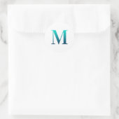 Blauwgroen blauwe gradiënt "M" seriemonogram van T Ronde Sticker (Tas)