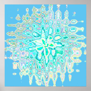 Blauwgroen Blauwe Groen Wave Bubble Abstracte Patr Poster
