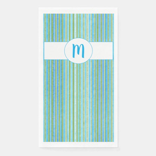 Blauwgroen, Blauwe, Groene, en Witte Strepen Servet (Voorkant)