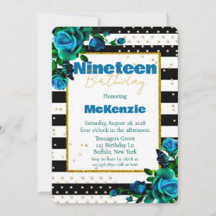 Blauwgroen Blauwe Groene Perony Girl 19e verjaarda Kaart