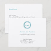 Blauwgroen blauwe initialen bruiloft informatiekaartje (Voorkant / Achterkant)