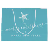 Blauwgroen blauwe kerstkreeften op maat groot cadeauzakje (Achterkant)