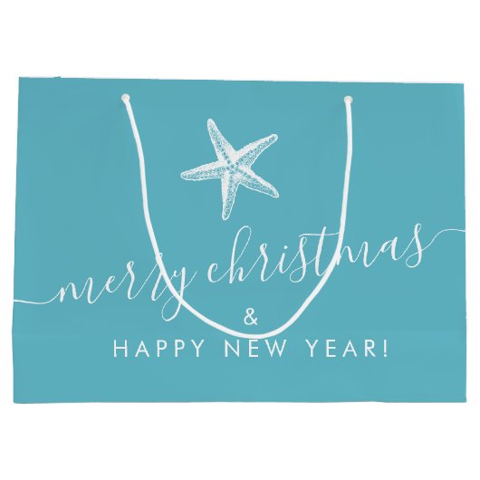 Blauwgroen blauwe kerstkreeften op maat groot cadeauzakje (Achterkant)