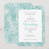 Blauwgroen blauwe legante bruiloft kaart (Voorkant / Achterkant)