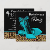 Blauwgroen Blauwe Luipaard High Heels Bachelorette Kaart (Voorkant / Achterkant)
