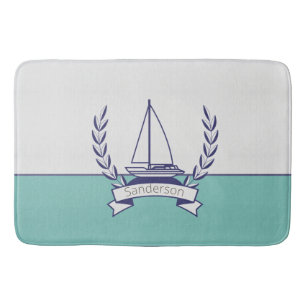 Blauwgroen blauwe marine kustboot Nautical Sailboo Badmat