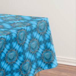 Blauwgroen blauwe metalen bloemen met Pareltjes pa Tafelkleed