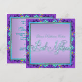 Blauwgroen Blauwe Paarse Bat Mitswa Uitnodigingen (Voorkant / Achterkant)