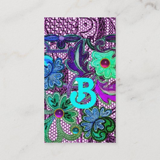 BLAUWGROEN BLAUWE PAARSE LACE-STROMEN GEMSTONES Bl Visitekaartje (Achterkant)