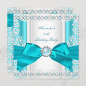  Blauwgroen blauwe parelwitte feestdag Kaart (Voorkant / Achterkant)