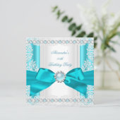  Blauwgroen blauwe parelwitte feestdag Kaart (Staand voorkant)