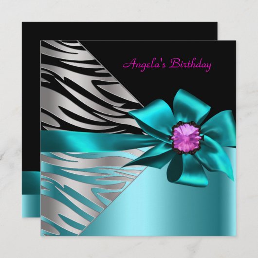 Blauwgroen blauwe roze zilverkleurige Zebra van af Kaart (Voorkant / Achterkant)