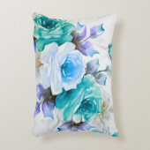 Blauwgroen & Blauwe Rozen Accent Pillow Kussen (Voorkant(Verticaal))
