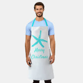 Blauwgroen blauwe staartvis wit schort (Gedragen)