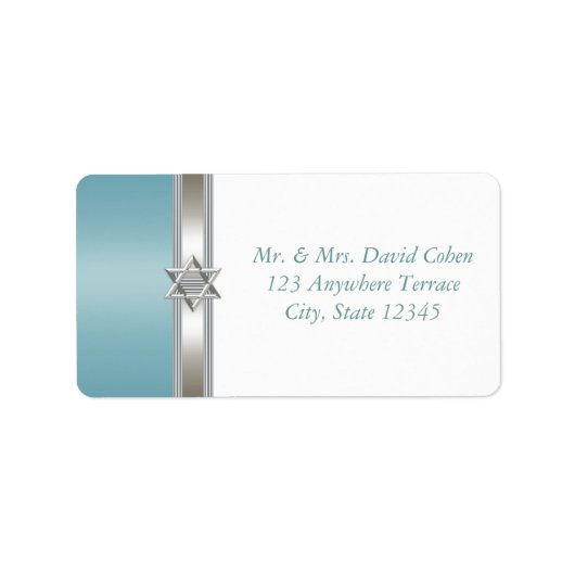Blauwgroen Blauwe Ster van David Adresetiketten Etiket (Voorkant)