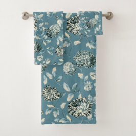 Blauwgroen Blauwe Tansy Modern Floral Toile Bad Handdoek