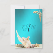 Blauwgroen blauwe Turquoise Seashell Beach Weddens RSVP Kaartje (Achterkant)