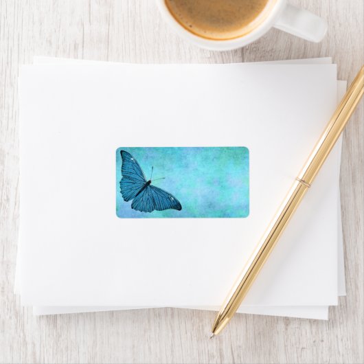  Blauwgroen blauwe vlinder 1800s Illustratie Etiket (Insitu)