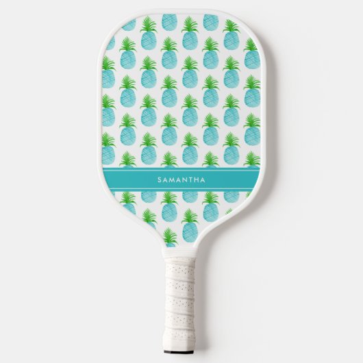 Blauwgroen blauwe Waterverf ananas Aangepaste naam Pickleball Paddle (Achterkant)