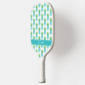 Blauwgroen blauwe Waterverf ananas Aangepaste naam Pickleball Paddle (Links)