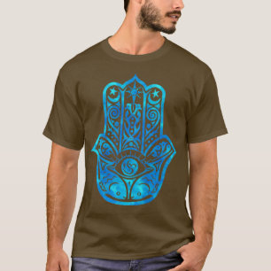 Blauwgroen blauwe Waterverf Hamsa T-shirt