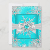 Blauwgroen blauwe winter Wonderland Snowflake Silv Kaart (Achterkant)