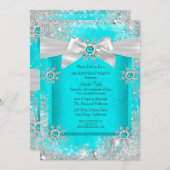 Blauwgroen blauwe winter Wonderland Snowflake Silv Kaart (Voorkant / Achterkant)