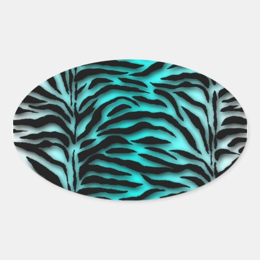 Blauwgroen Blauwe Zebra Envelope Seal Ovale Sticker (Voorkant)