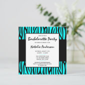 Blauwgroen Blauwe Zebra Modern Bachelorette Party Kaart (Staand voorkant)