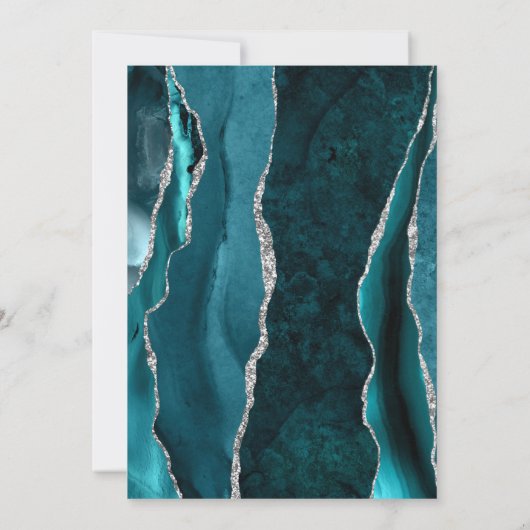 Blauwgroen Blauwe Zilveren Agaat Save the Date Kaa (Achterkant)