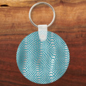Blauwgroen Blauwe Zilveren Slang Print Sleutelhanger (Achterkant)