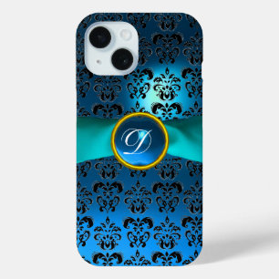 BLAUWGROEN BLAUWE ZWARTE DAMASKGEMSTONMONOGRAM