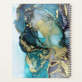 Blauwgroen blauwe zwarte goudmetallische Abstracte Planner (Achterkant)
