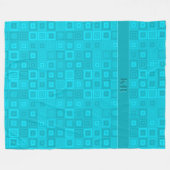 Blauwgroen blauwgroen vierkantspatroon met uw init fleece deken (Voorkant (Horizontaal))