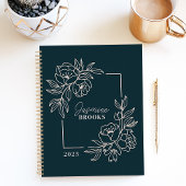 Blauwgroen Bloemenrand 2025 Aangepaste naam Planner