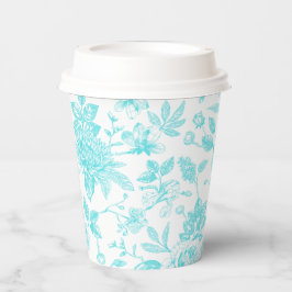 Blauwgroen Bloementoilet Papieren Bekers